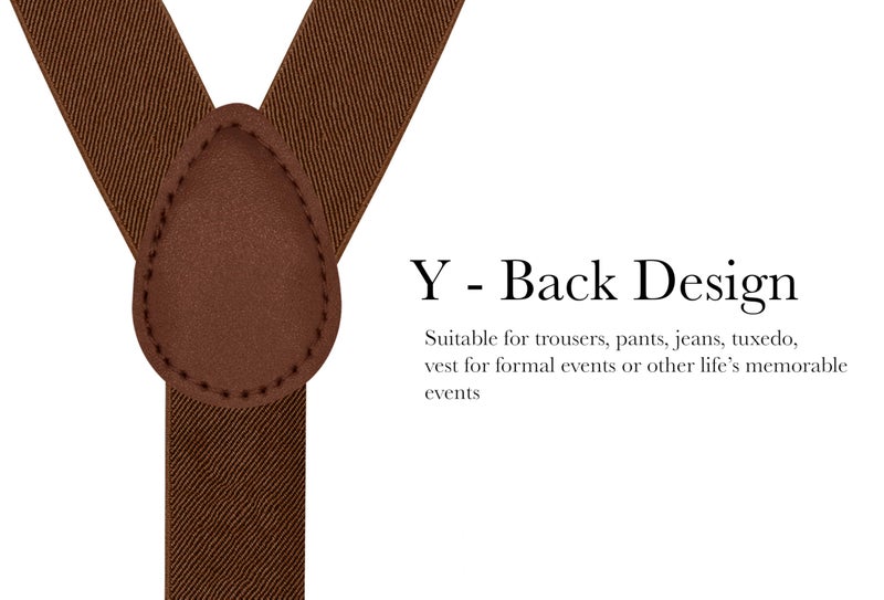 trilece Brown Suspenders for Men - Mens Suspender, Adjustable Y Back Style Suspender Women, Suspenders with Heavy Duty Strong Clips (Brown, 1) - Image 5